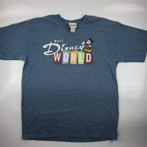 Disney Parks Walt Disney World Mickey Mouse Adult Sz Large T-Shirt Blue Retro